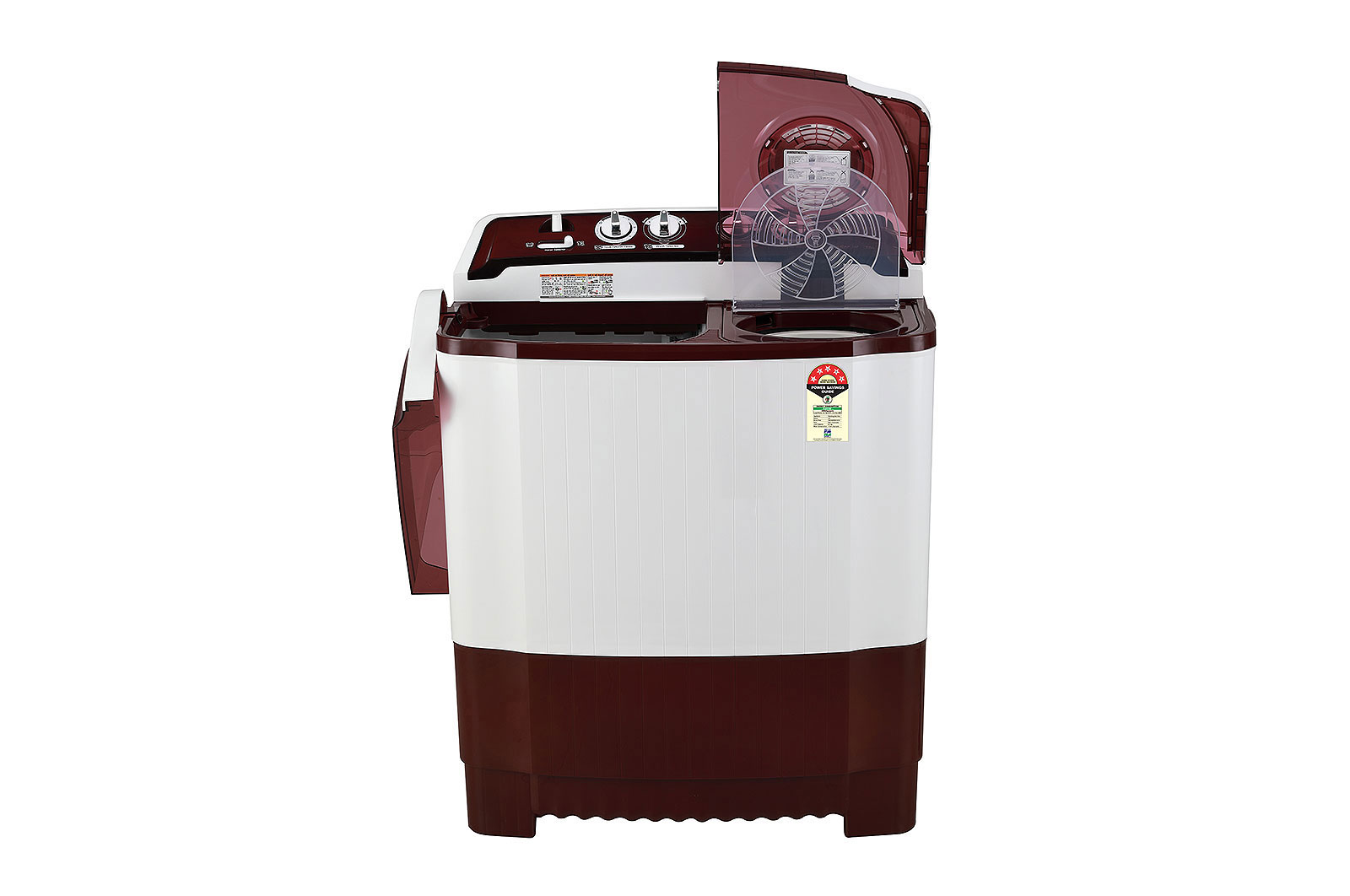 LG 8.5Kg Semi Automatic Top Load Washing Machine, Roller Jet Pulsator + Soak, Burgundy, P8530SRAZ