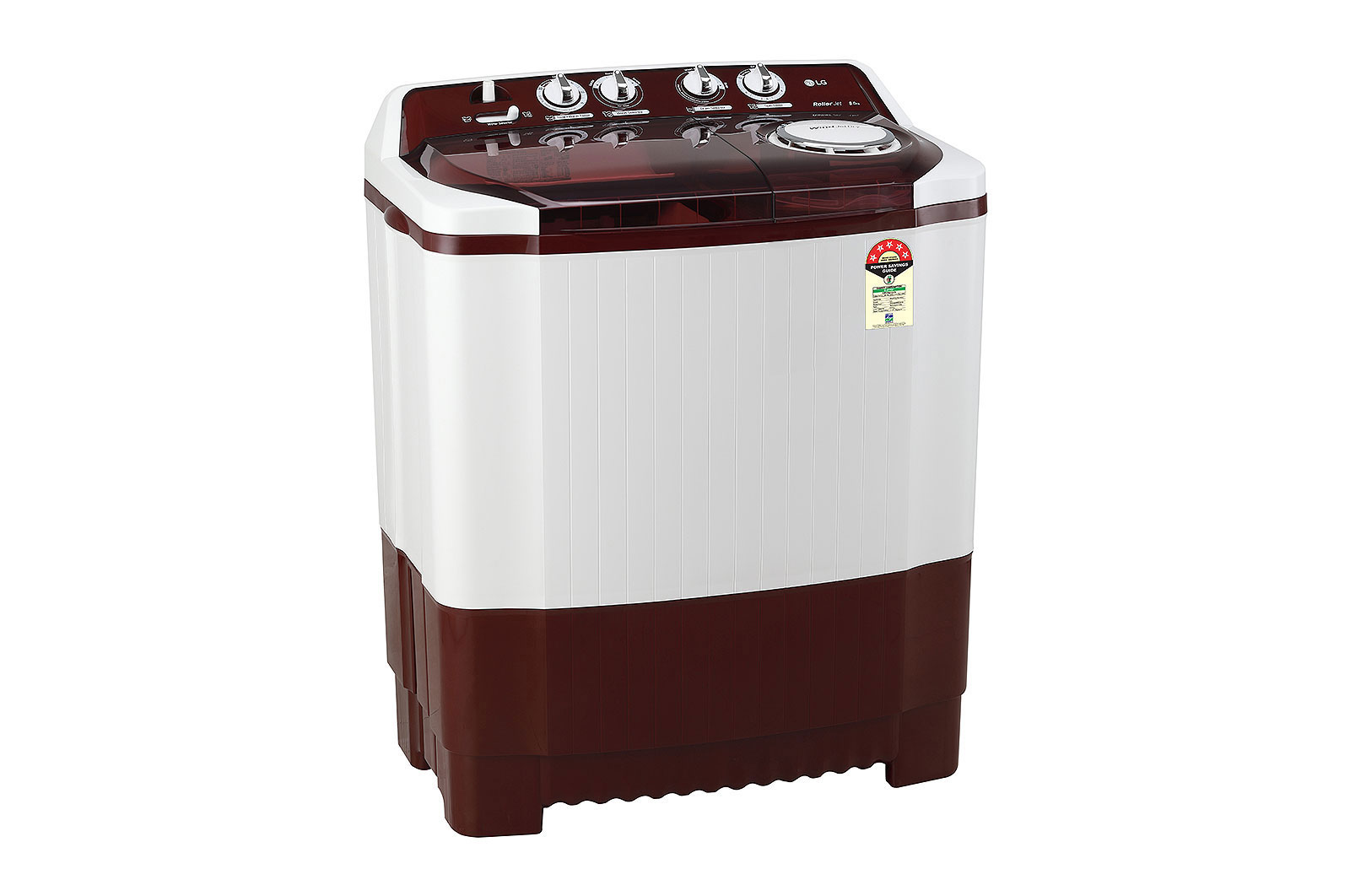 LG 8.5Kg Semi Automatic Top Load Washing Machine, Roller Jet Pulsator + Soak, Burgundy, P8530SRAZ
