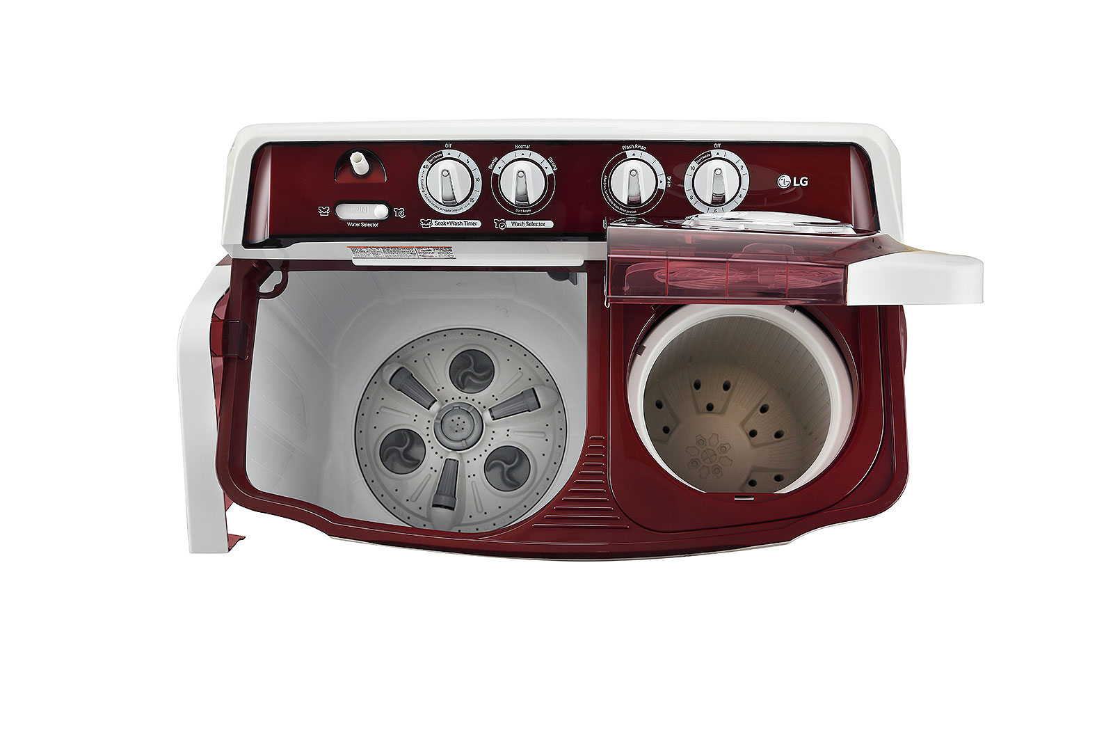 LG 8.5Kg Semi Automatic Top Load Washing Machine, Roller Jet Pulsator + Soak, Burgundy, P8530SRAZ