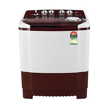 Front view of LG 8.5Kg Semi Automatic Washing Machine, Roller Jet Pulsator + Soak, Burgundy, 5 Star P8530SRAZ
