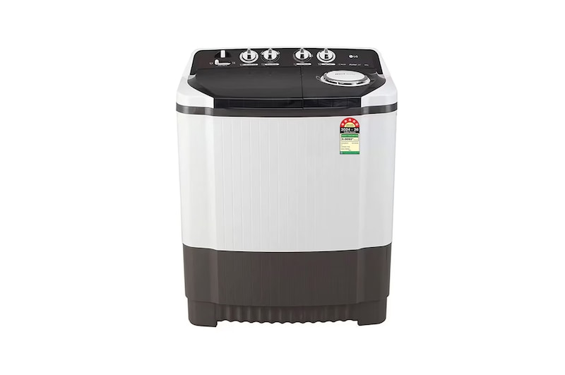 Front view of LG 8.5Kg Semi Automatic Top Load Washing Machine, Roller Jet Pulsator + Soak, Dark Grey,5 Star P8525SGAZ