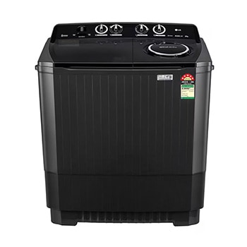 Front view of LG 8.5Kg Semi Automatic Top Load Washing Machine, Roller Jet Pulsator + Soak, Full Black,5 Star P8535SLMZ
