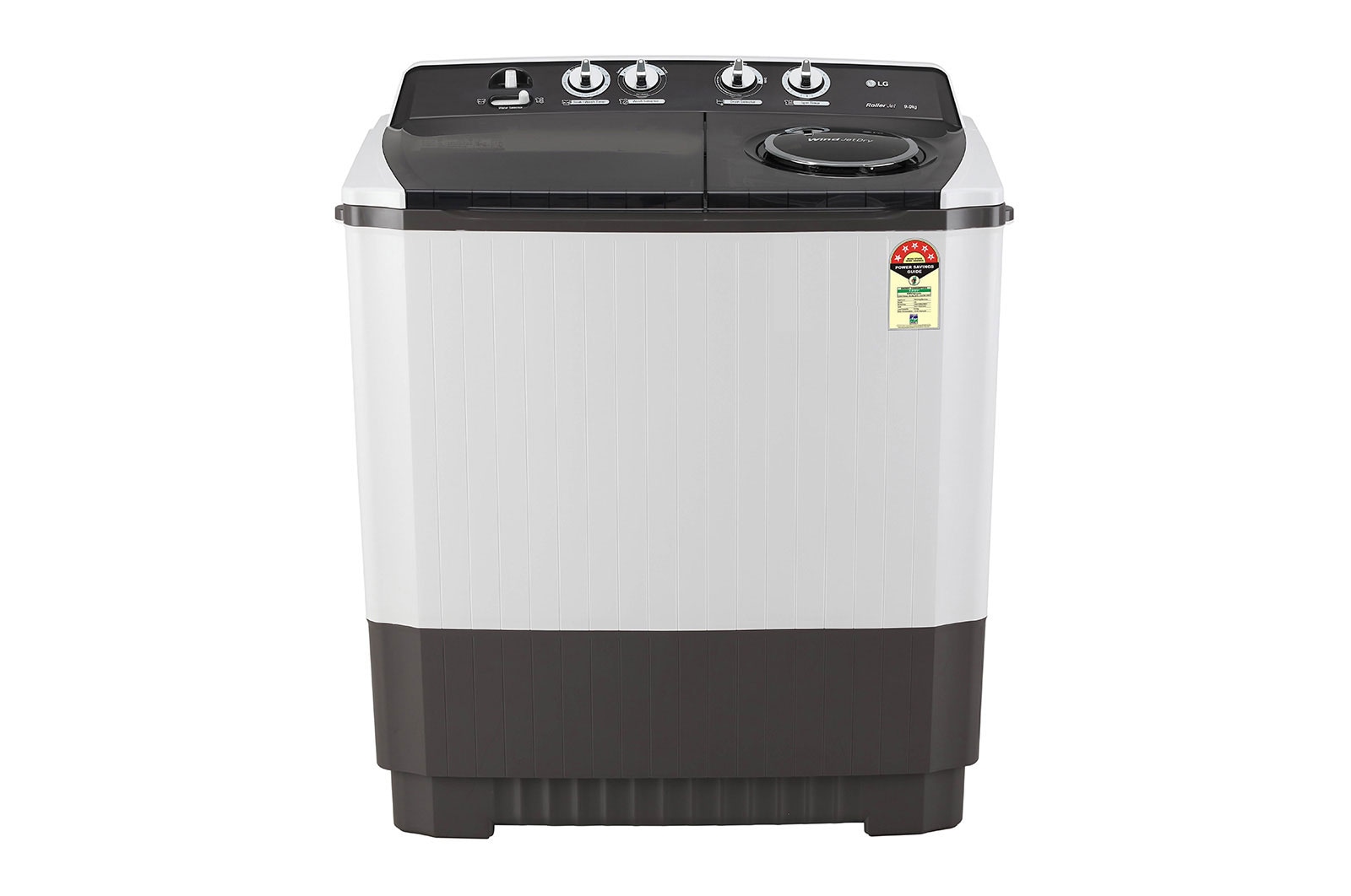 LG 9Kg Semi Automatic Top Load Washing Machine, Roller Jet Pulsator + Soak, Dark Gray, P9041SGAZ