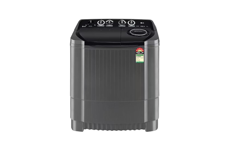 Front view of LG 9.5Kg Semi Automatic Washing Machine, , Roller Jet Pulsator + Soak, Rat Away, Middle Black, 5 Star P9555SKAZ