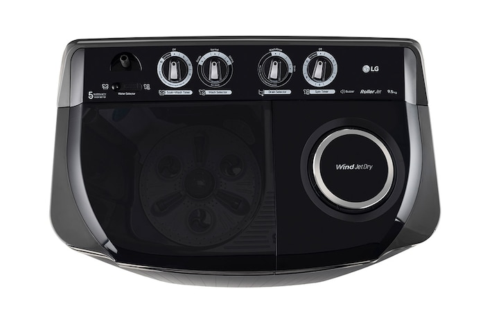 LG 9.5Kg, Semi Automatic Top Load Washing Machine, , Roller Jet Pulsator + Soak, Rat Away, Middle Black , P9555SKAZ