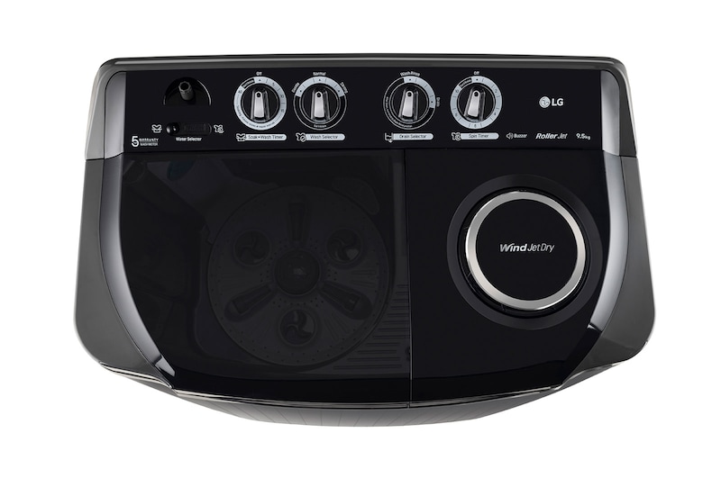 LG 9.5Kg, Semi Automatic Top Load Washing Machine, , Roller Jet Pulsator + Soak, Rat Away, Middle Black , P9555SKAZ
