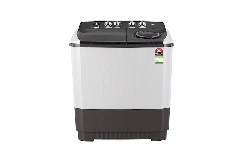 Front view of LG 9.5Kg Semi Automatic Washing Machine, Roller Jet Pulsator + Soak, Dark Grey, 5 Star P955ASGAZ