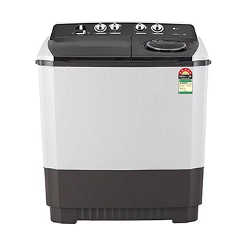 Front view of LG 9.5Kg Semi Automatic Washing Machine, Roller Jet Pulsator + Soak, Dark Grey, 5 Star P955ASGAZ
