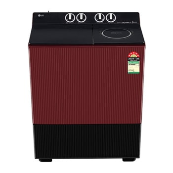 Front view of LG 11 KG Semi-Automatic Washing Machine, Roller Jet Pulsator+, Wind Jet Dry+ , Dual Spin Shower, Burgundy, 5 Star PX110B3SD2Z