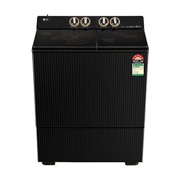 Front view of 12 KG Washing Machine with Roller Jet Pulsator+, Wind Jet Dry+ , Dual Spin Shower, Onyx Black, 5 Star PX120A9SO4Z