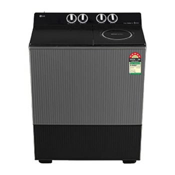 Front view of LG 8.5 KG Semi Automatic Washing Machine, Roller Jet Pulsator+, Wind Jet Dry+ , Dual Spin Shower, Middle Black, 5 Star PX850O3SK2Z
