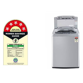 LG 6.5Kg Top Load Washing Machine, Smart Inverter Motor, Middle Free Silver , T65SKSF4Z
