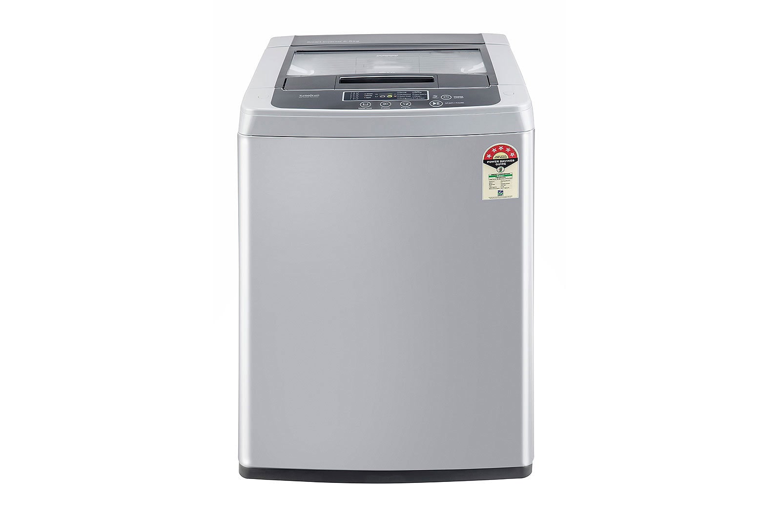 LG 6.5Kg Top Load Washing Machine, Smart Inverter Motor, Middle Free Silver , T65SKSF4Z