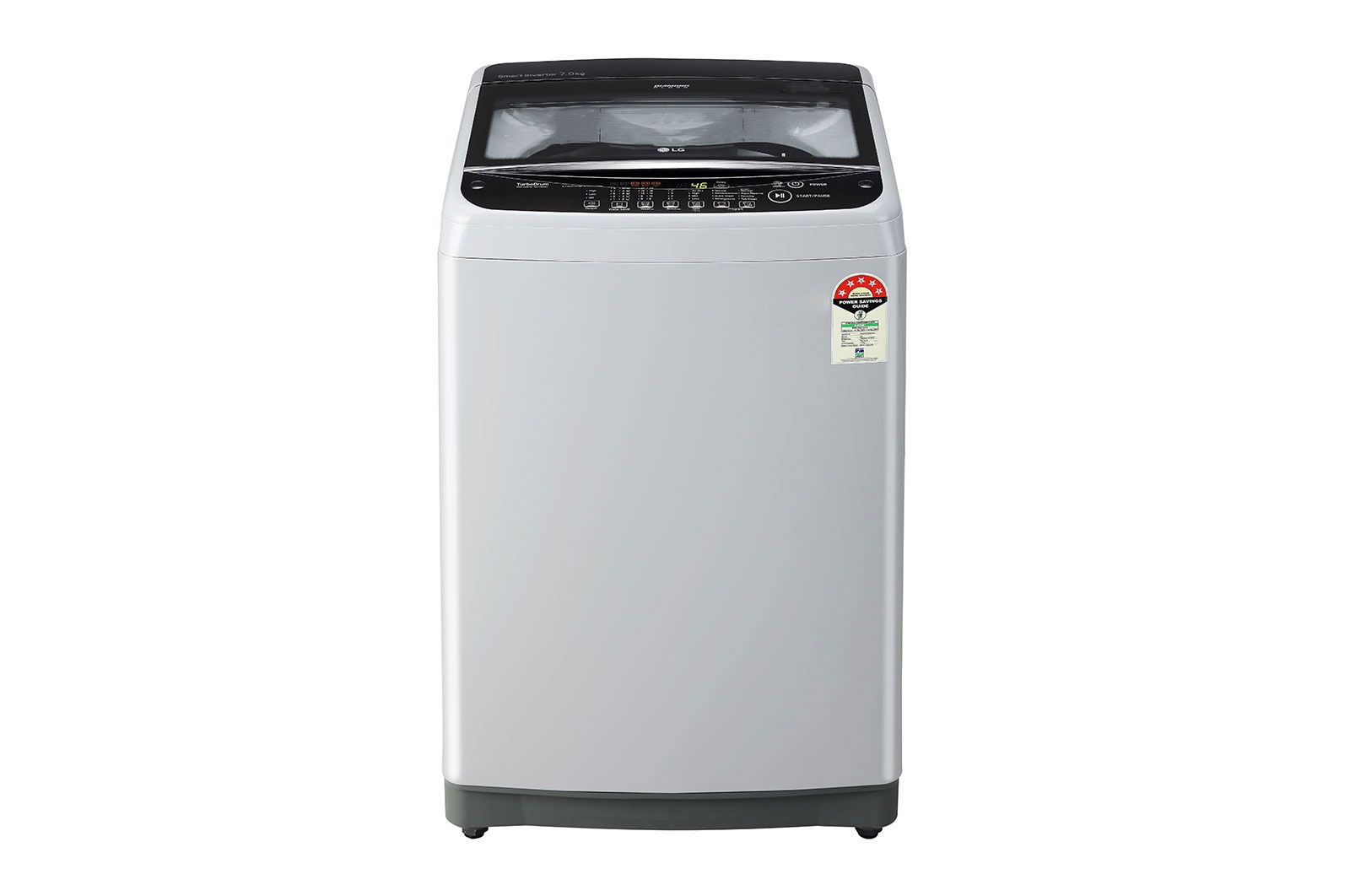 LG 7Kg Top Load Washing Machine, Smart Inverter Motor, Middle Free Silver, T70SNSF3Z