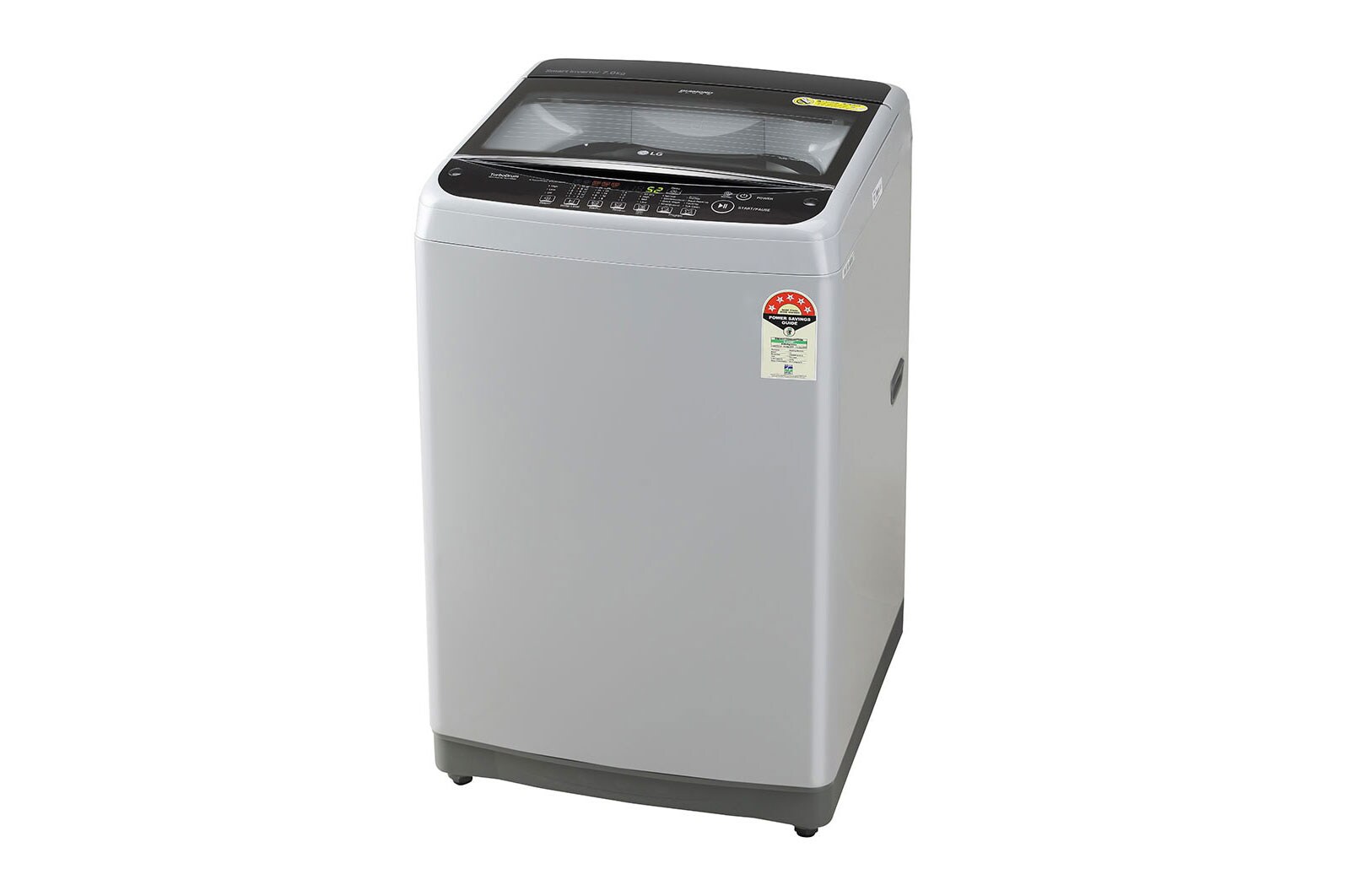 LG 7Kg Top Load Washing Machine, Smart Inverter Motor, Middle Free Silver, T70SNSF3Z