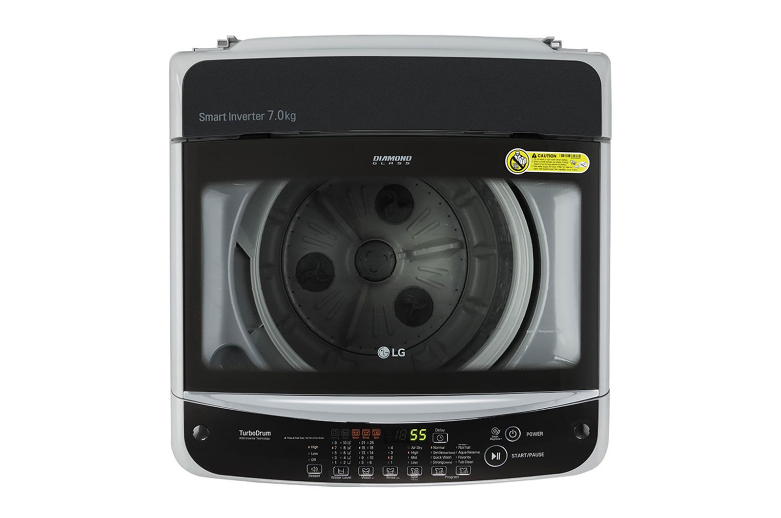 LG 7Kg Top Load Washing Machine, Smart Inverter Motor, Middle Free Silver, T70SNSF3Z