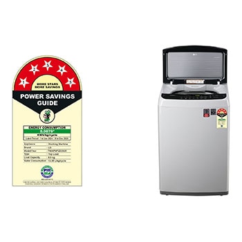 LG 7Kg Top Load Washing Machine, Smart Inverter Motor, Middle Free Silver, T70SPSF2Z