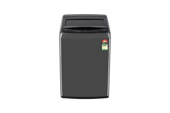 Front view of LG T70VBMB1Z 7 kg Top Load Washing Machine with Smart Inverter Motor in Middle Black