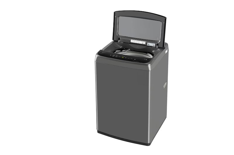 LG T70VBMB1Z 7 kg Top Load Washing Machine with Smart Inverter Motor in Middle Black right side view with lid open