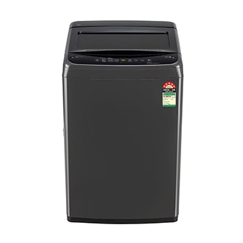 Front view of LG 9Kg Top Load Washing Machine, Smart Inverter Motor, In-Built Heater, Middle Black T90VBMB1S