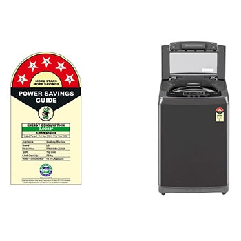 LG 7.5 Kg Top Load Washing Machine, Smart Inverter Motor, Middle Black, T75SKMB1Z