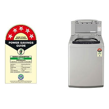 LG 7.5Kg Top Load Washing Machine, Smart Inverter Motor, Middle Free Silver, T75SKSF1Z