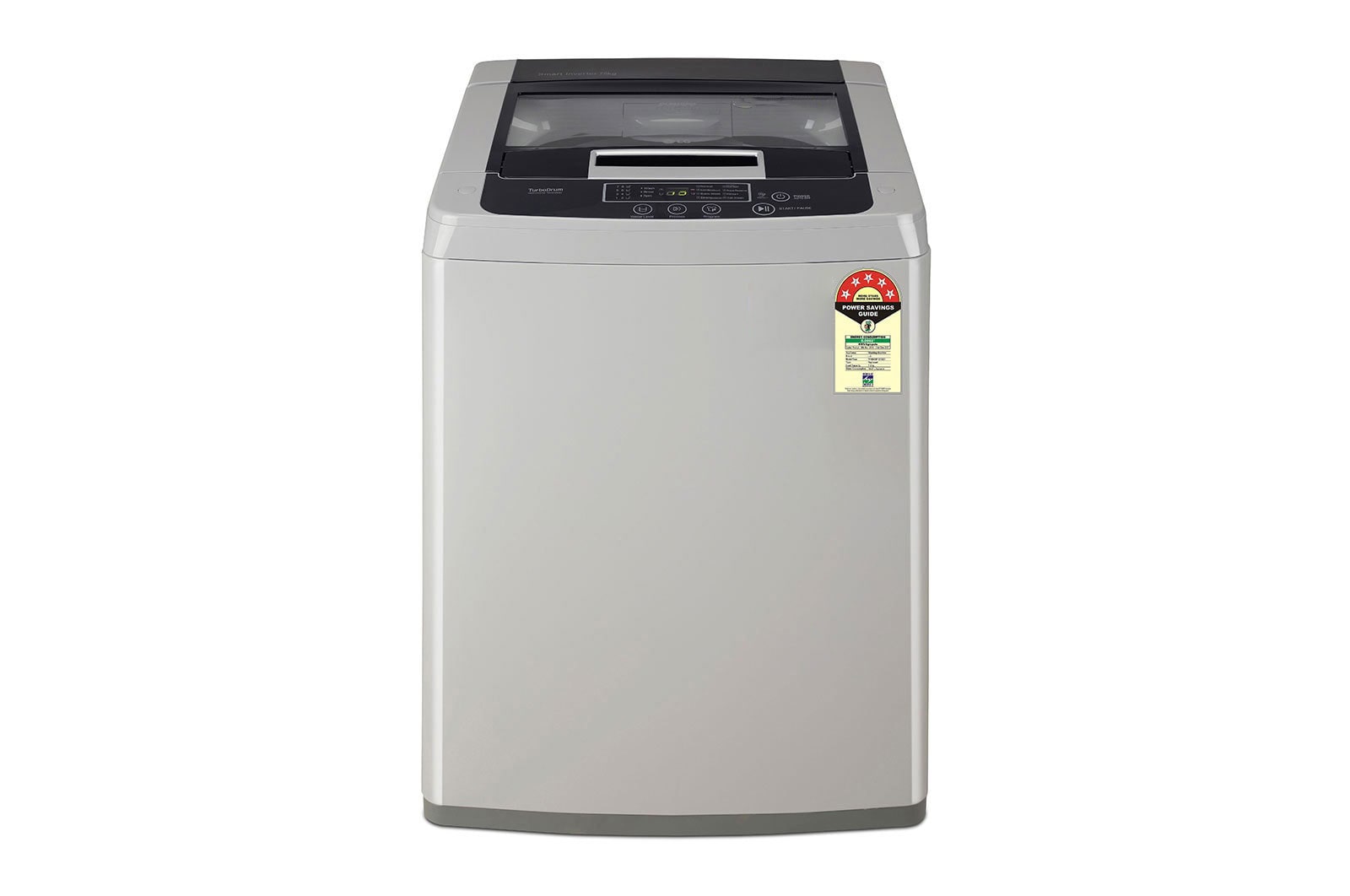 LG 7.5Kg Top Load Washing Machine, Smart Inverter Motor, Middle Free Silver, T75SKSF1Z