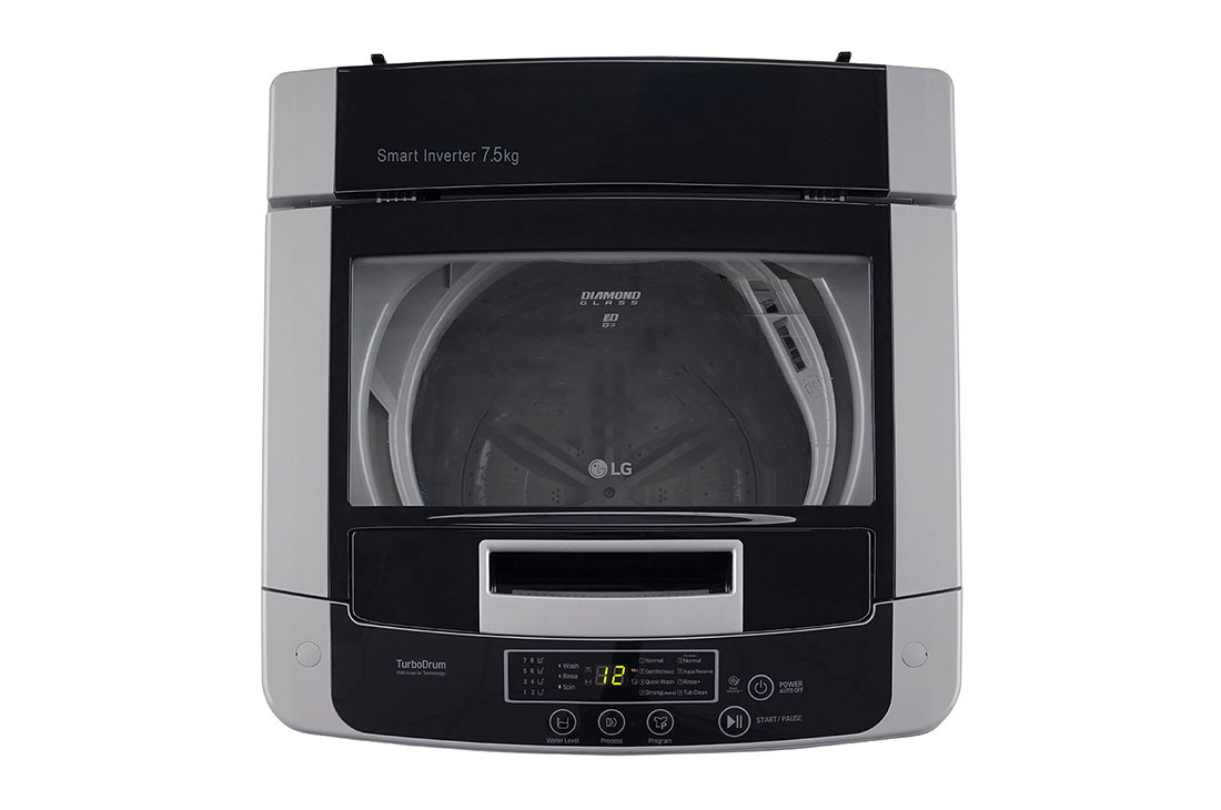 LG 7.5Kg Top Load Washing Machine, Smart Inverter Motor, Middle Free Silver, T75SKSF1Z