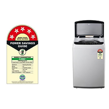 LG 7.5Kg Top Load Washing Machine, Smart Inverter Motor, Middle Free Silver , T75SPSF1Z