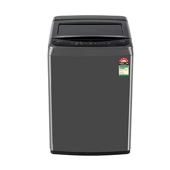 Front view of LG 7.5 Kg Top Load Washing Machine with Smart Inverter Motor, TurboDrum, Middle Black, 5 Star T75VBMB1Z
