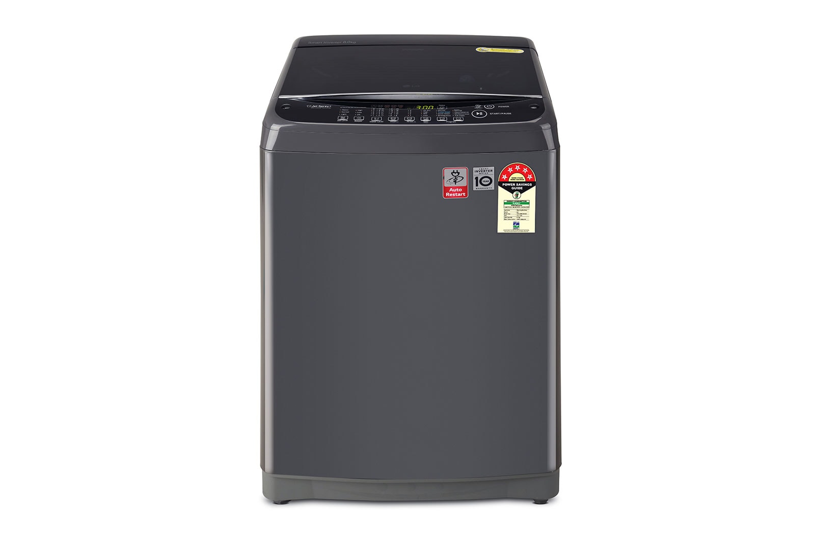 LG T80SJMB1Z top loading washing machine front view