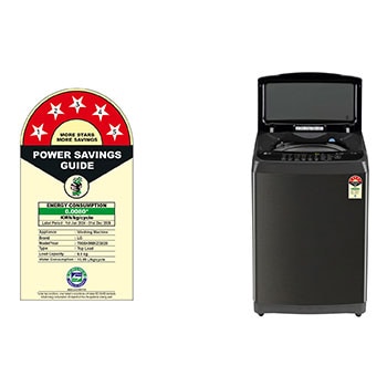 LG 8Kg Top Load Washing Machine, Turbodrum™, Middle Black, T80SKMB1Z
