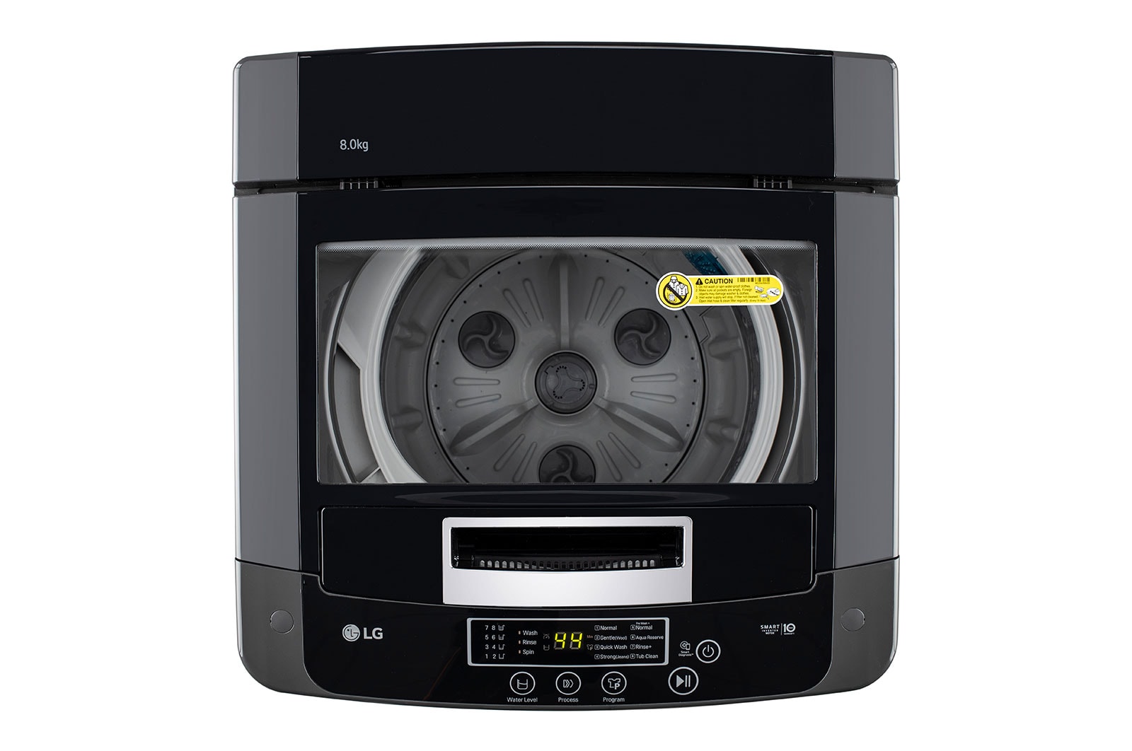 LG 8Kg Top Load Washing Machine, Turbodrum™, Middle Black, T80SKMB1Z
