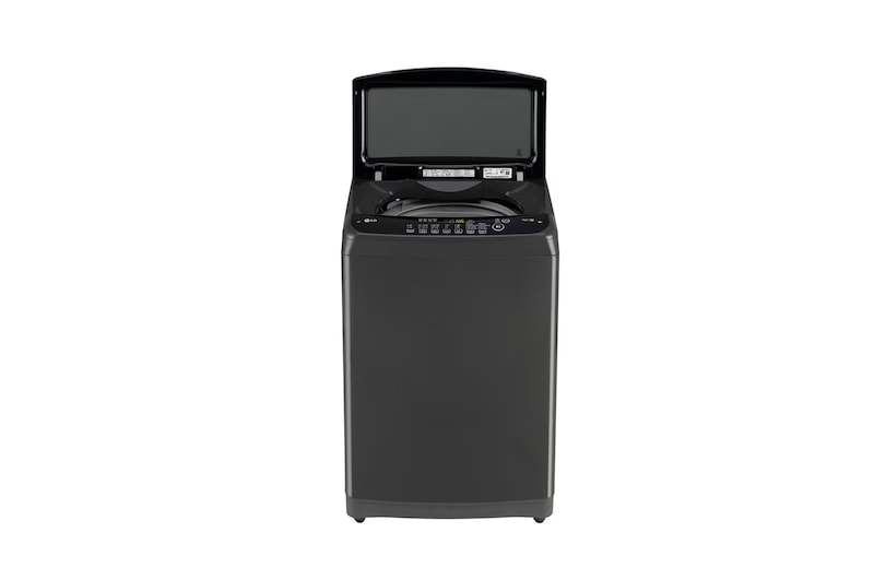 LG 8Kg Top Load Washing Machine, Smart Inverter Motor, Middle Black, 5 Star, T80SPMB1Z, Door Open