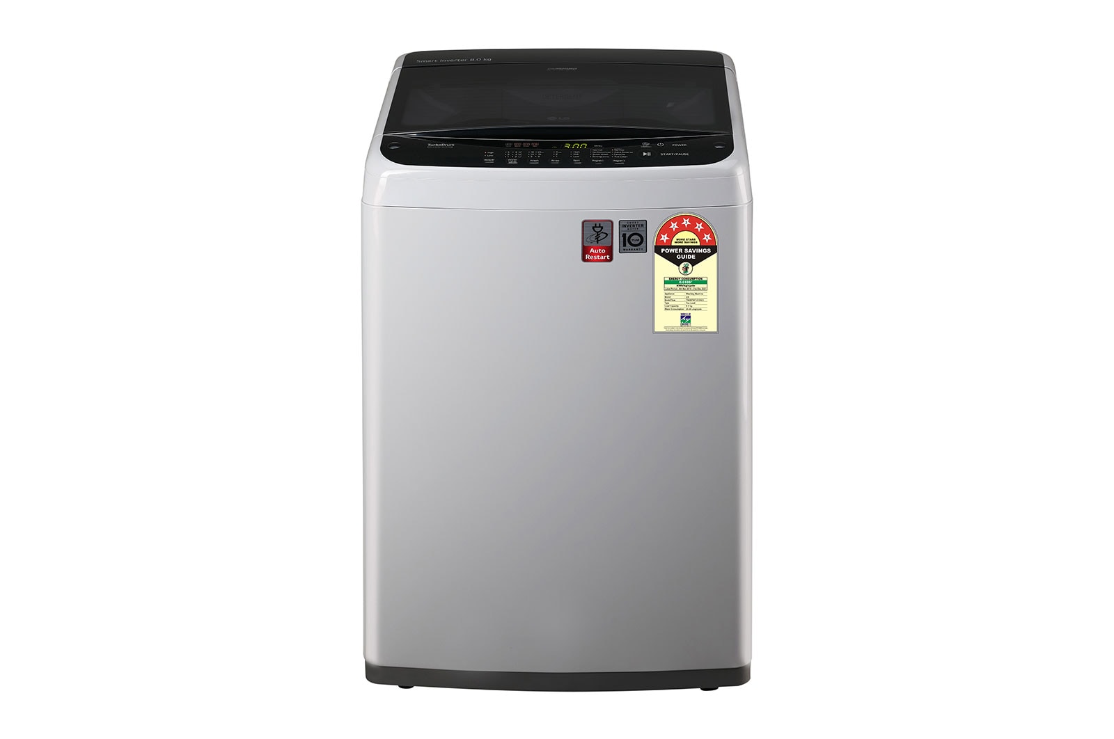 LG 8.5Kg Top Load Washing Machine, Auto Tub Clean, Middle Free Silver, T85AJSF1Z