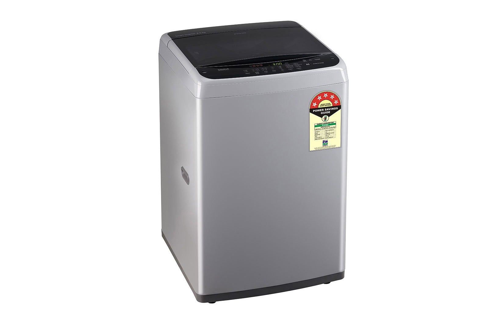 LG 8Kg Top Load Washing Machine, Smart Inverter, Turbodrum™, Middle Free Silver, T80SPSF1Z