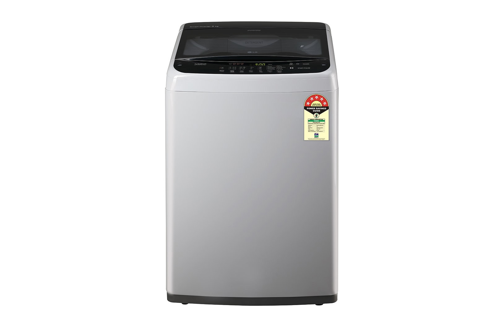 LG 8Kg Top Load Washing Machine, Smart Inverter Motor, Middle Free Silver, T80SPSF2Z