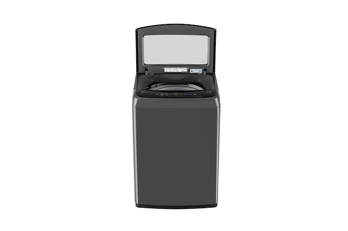 Top open view of LG T80VBMB4Z 8 kg Top Load Washing Machine revealing TurboDrum and stainless steel drum interior