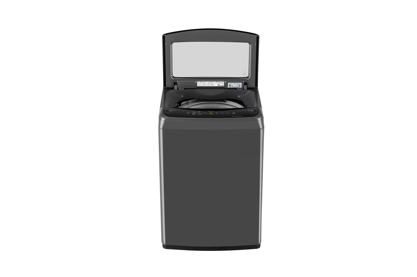 Top open view of LG T80VBMB4Z 8 kg Top Load Washing Machine revealing TurboDrum and stainless steel drum interior
