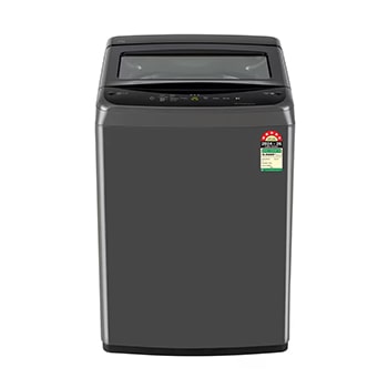 Front view of LG 8 Kg Top Load Washing Machine with Smart Inverter Motor, TurboDrum, Middle Black, 5 Star T80VBMB4Z