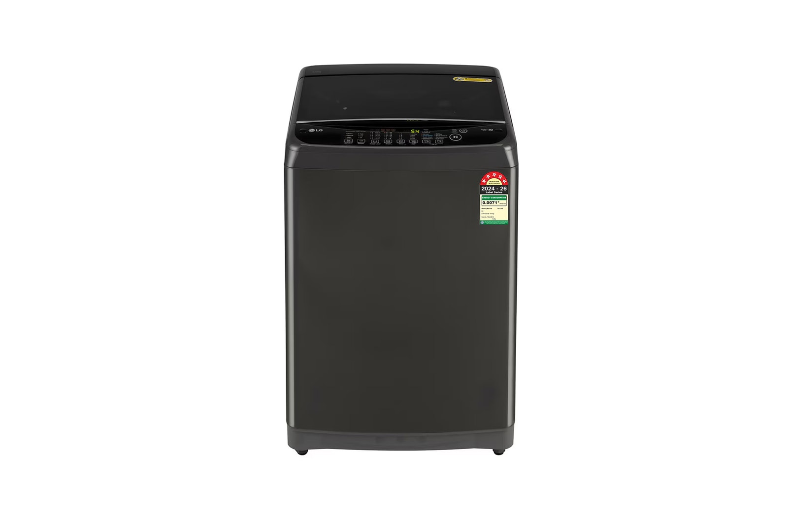 Front view of LG 9Kg Top Load Washing Machine, Smart Inverter, Auto Tub Clean, Middle Black, 5 Star T90AJMB1Z