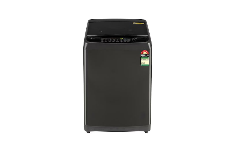 Front view of LG 9Kg Top Load Washing Machine, Smart Inverter, Auto Tub Clean, Middle Black, 5 Star T90AJMB1Z