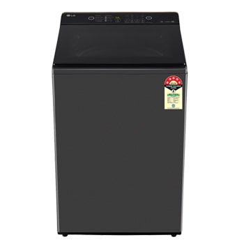 Front view of LG 9Kg Top Load Washing Machine, Hard Water Wash, Middle Black, 5 Star T90KMMB3Z