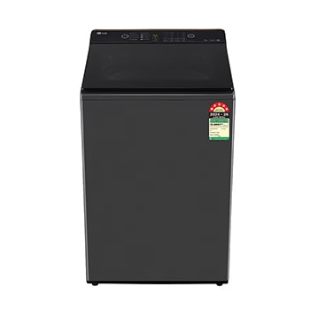 Front view of LG 9Kg Top Load Washing Machine, Hard Water Wash, Middle Black, 5 Star T90KMMB3Z
