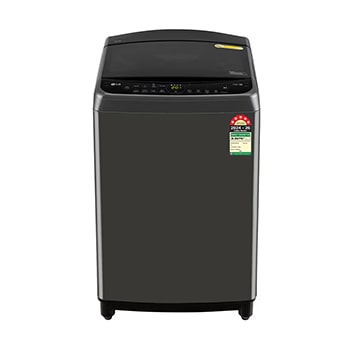 Front view of LG 8Kg Top Load Washing Machine, AI Direct Drive™, Turbodrum, Middle Black, 5 Star THD08NPM