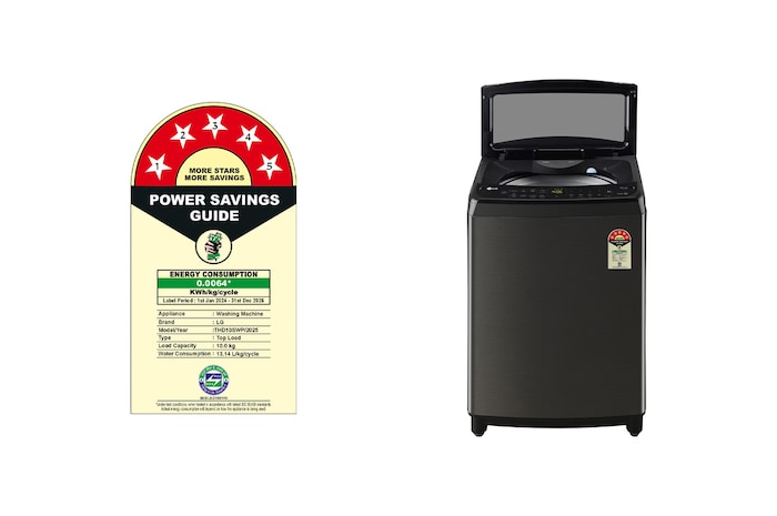 LG 10Kg Top Load Washing Machine, AI Direct Drive™, In-built Heater, Platinum Black, 5 Star, THD10SWP