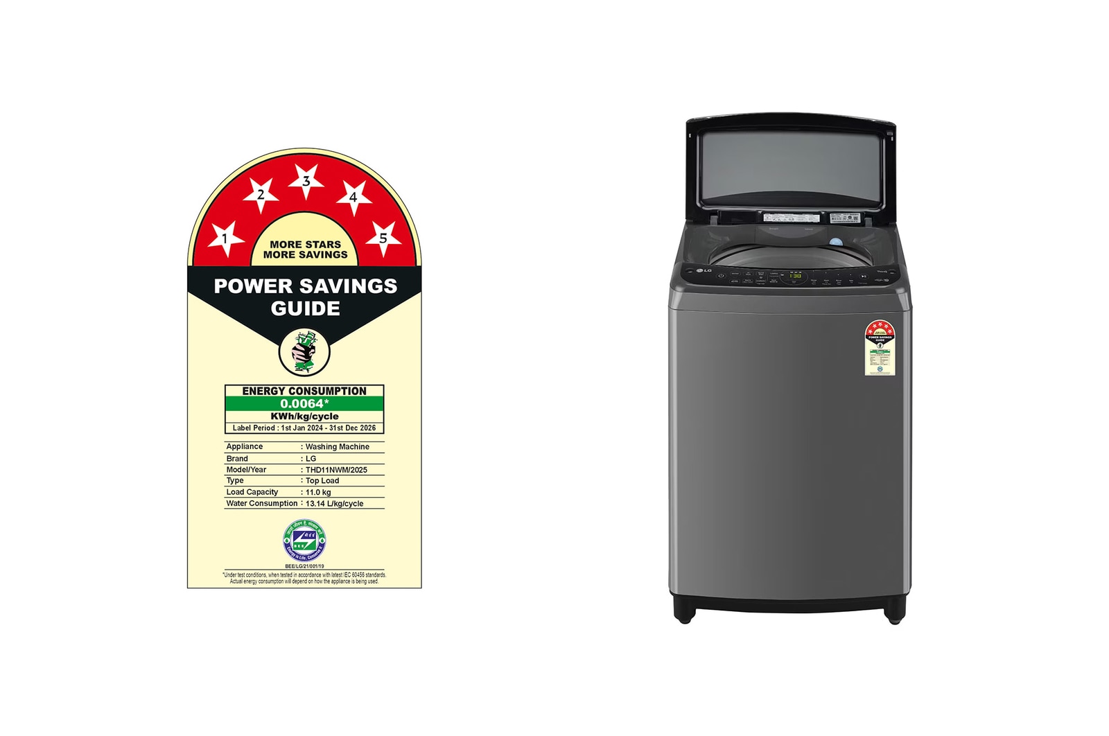LG 11Kg Top Load Washing Machine, AI Direct Drive™, Middle Black, THD11NWM
