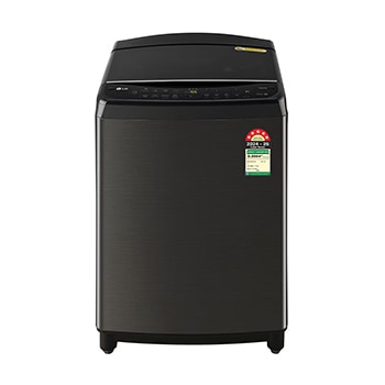 Front view of LG 11Kg Top Load Washing Machine, AI Direct Drive™, In-built Heater, Middle Black, 5 Star THD11SWM