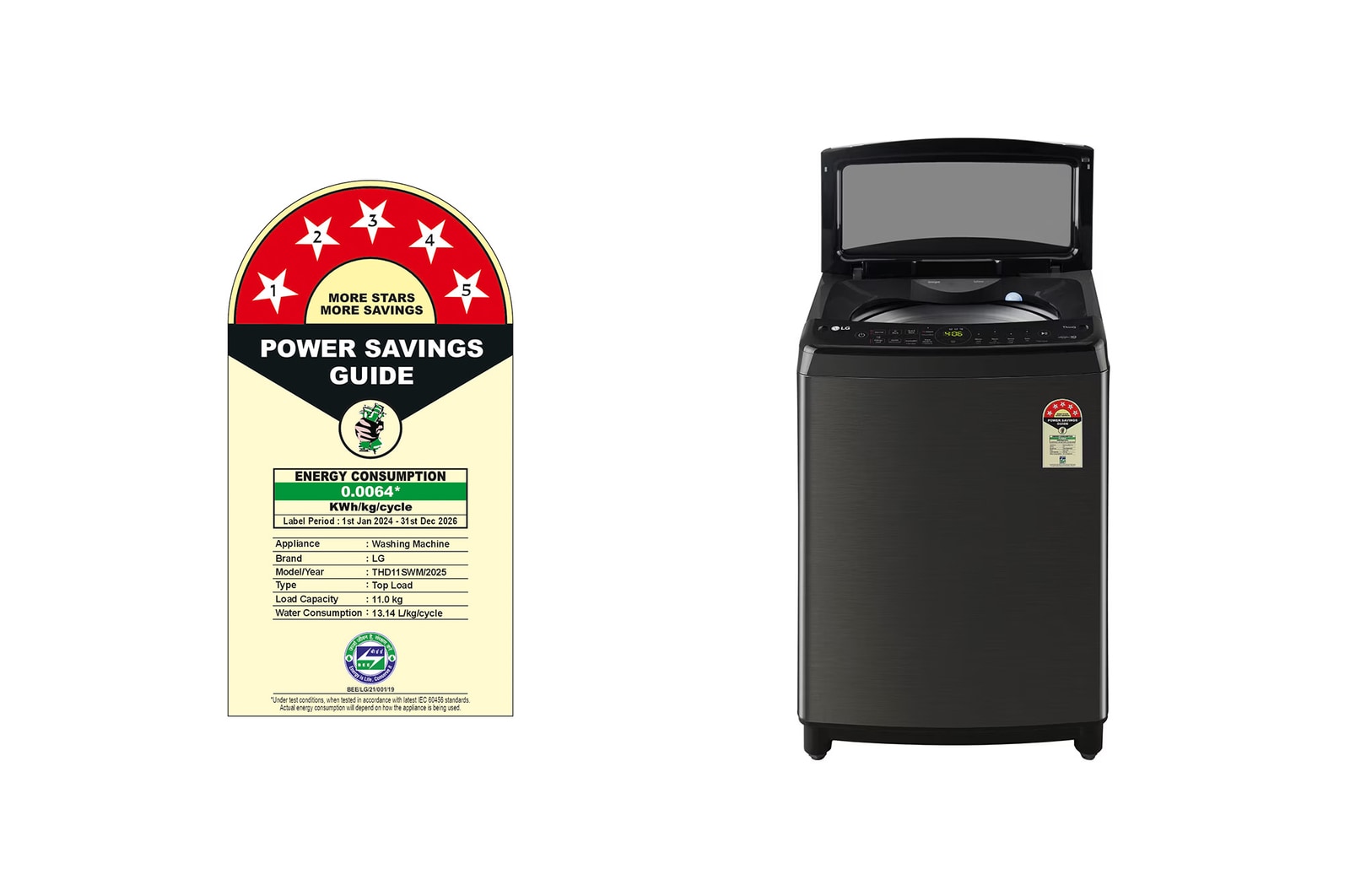 LG 11Kg Top Load Washing Machine, AI Direct Drive™, Middle Black, THD11SWM