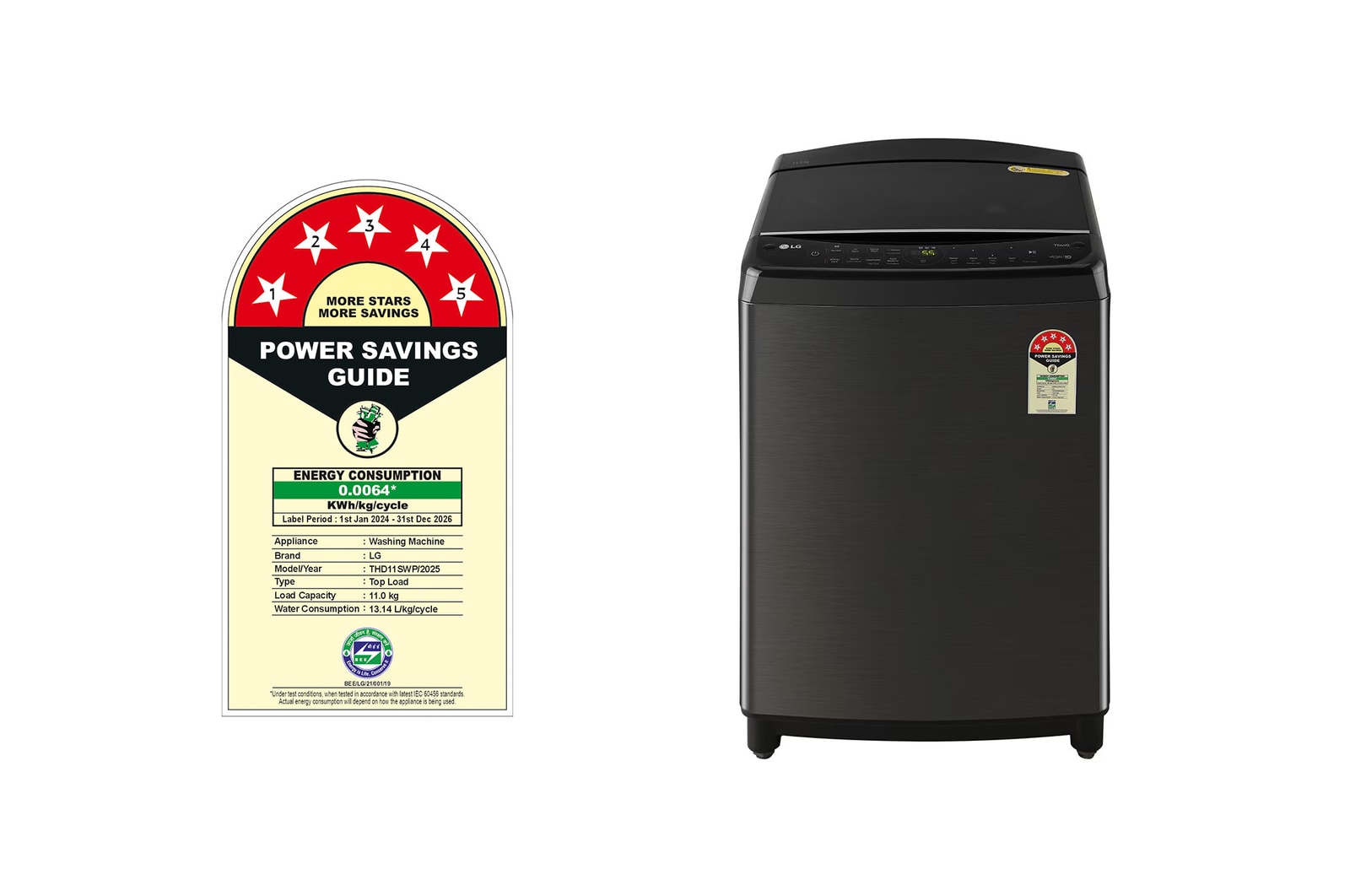 LG 11Kg Top Load Washing Machine, AI Direct Drive™, Platinum Black, THD11SWP